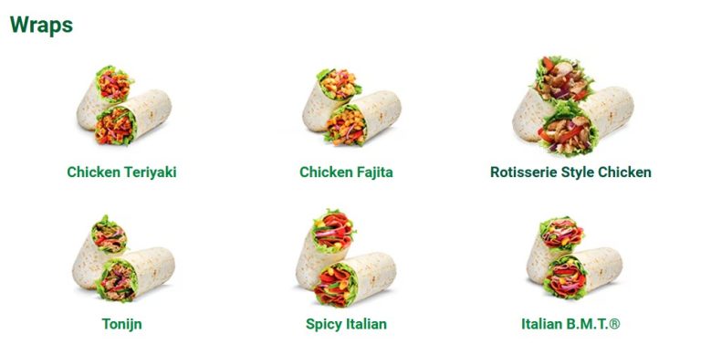 Subway Wrap Menu