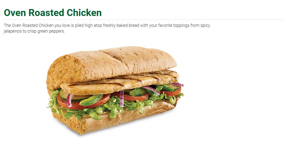 subway oven roasted chicken