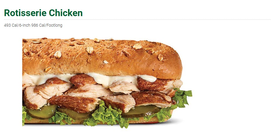 subway rotisserie chicken