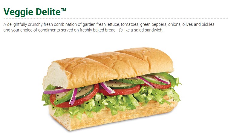 Subway Veggie Delight